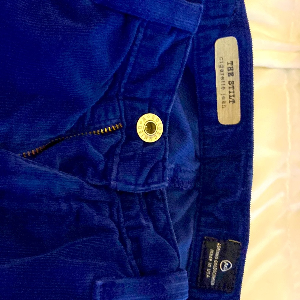 Ag royal blue corduroy jeans 5 pockets